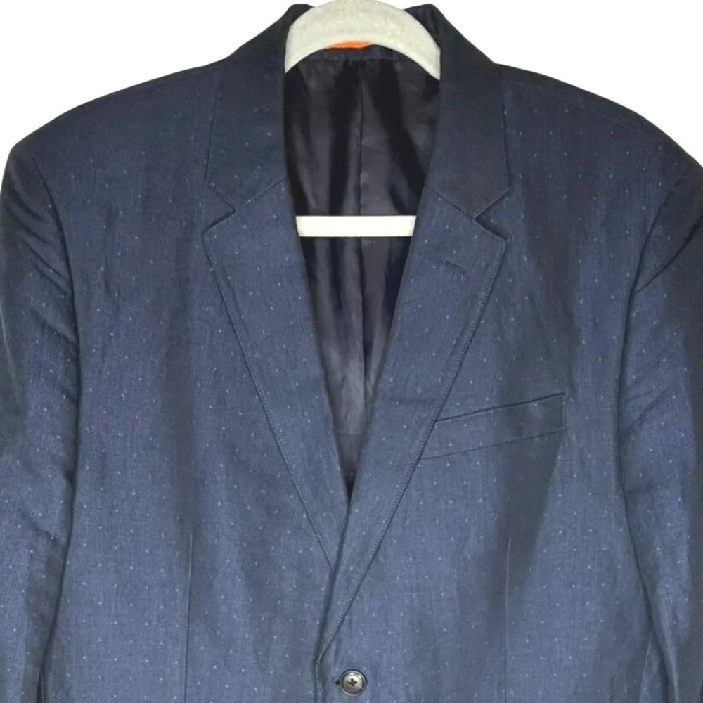 Jack Spade Blazer Mens 42R Navy Blue Linen Cotton Micro Dot Preppy Sport Coat